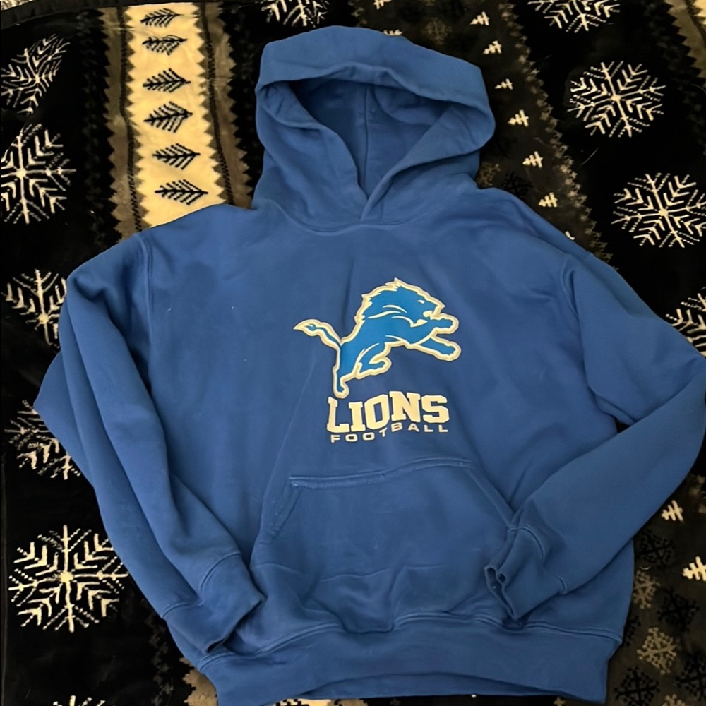 Kids Blue Lions Football Hoodie